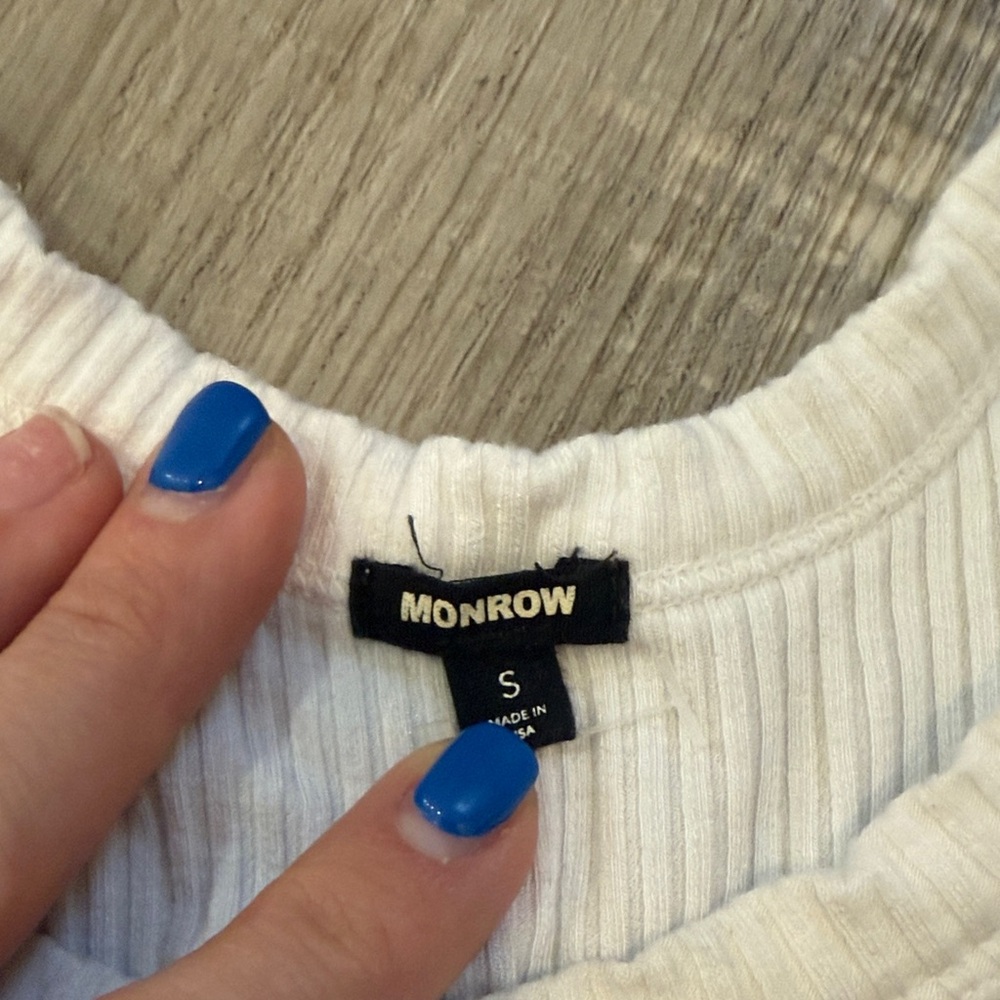 Monrow‎ White Ribbed Tank Top - Picture 2 of 2
